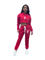 Solid Crop Jogger Set